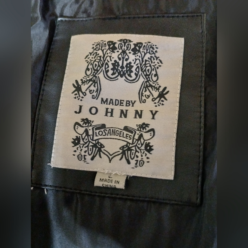 Made By Johnny Faux Leather Moto Jacket Removable Hood Insert - Picture 6 of 7